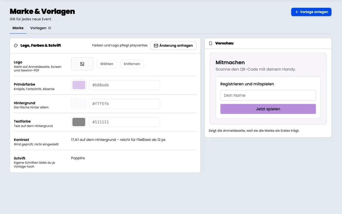GameHub: Marke und Vorlagen mit Logo, Farben, Schrift und Vorschau der Anmeldeseite