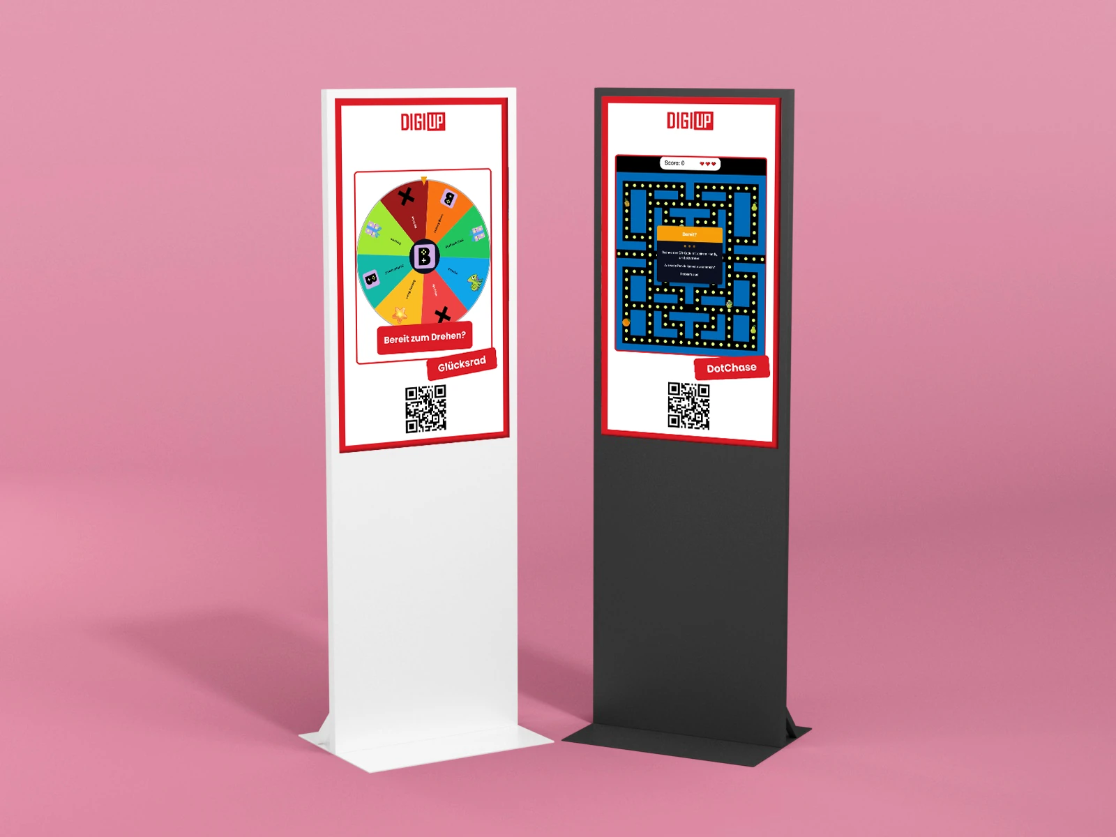 DIGIUP Games visual with smartphone and digital display for screen-to-mobile control